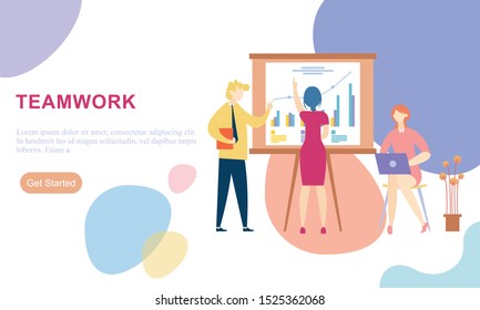 Flat web design for business teamwork illustration