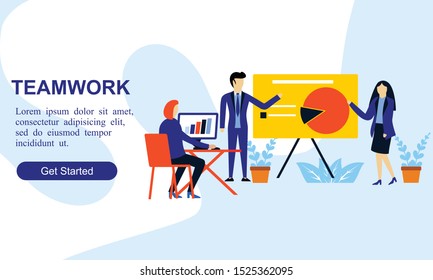 Flat web design for business teamwork illustration