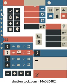 Flat Web Design, elements, buttons, icons. Templates for website.