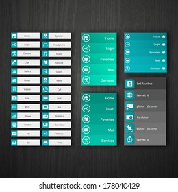 Flat Web Design elements, buttons, icons. Templates for website. 