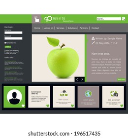 Flat web design elements, buttons, icons. Website template. 