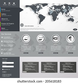 Flat web design elements, buttons, icons. Website template. 