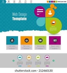 Flat Web Design, elements, buttons, icons. Templates for website. 