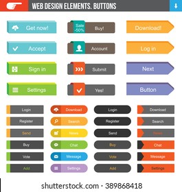 Flat Web Design Elements Buttons Icons Stock Vector (Royalty Free ...