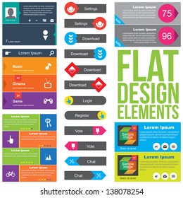 Flat Web Design elements.  Templates for website.