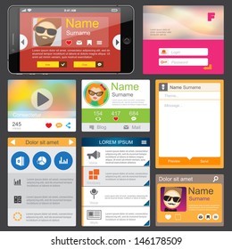 Flat Web Design elements. Templates for website or phone application