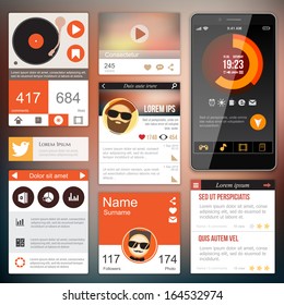 Flat Web Design elements. Templates for website or applications.