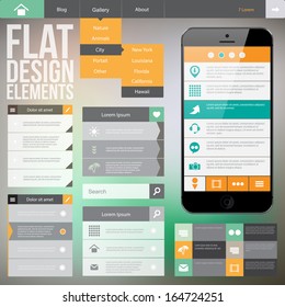 Flat Web Design elements. Templates for website or applications.