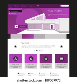 Flat Web Design elements. Templates for website. with minimalistic house lineart illustration.