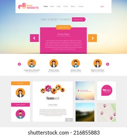Flat Web Design elements. Templates for website. 