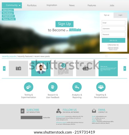 Flat Web Design elements. Templates for website. 