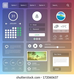 Flat web design elements. Vector set of various elements used for user interface projects. Eps 10