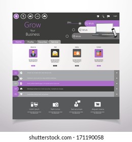 Flat Web Design elements, or Website Template