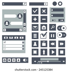 Flat web design, icons, buttons
