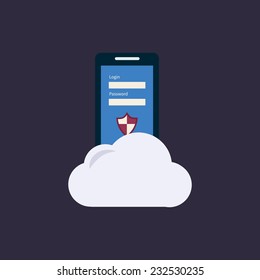 Flat web design icons for secure online shopping. Smartphone vector icons.