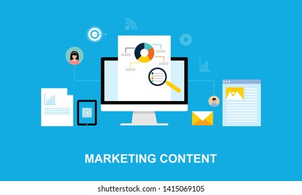 Flat web design marketing management system illustration logo