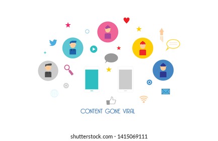 Flat web design marketing management system illustration logo