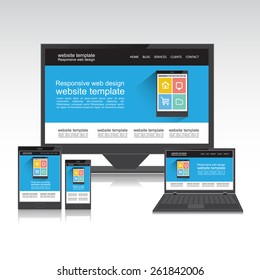 flat web design in responsive vector template