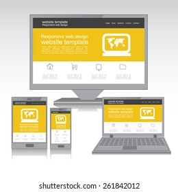 flat web design in responsive vector template
