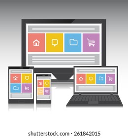 flat web design in responsive vector template