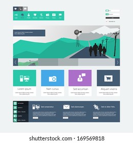 Flat Web Design Template. 