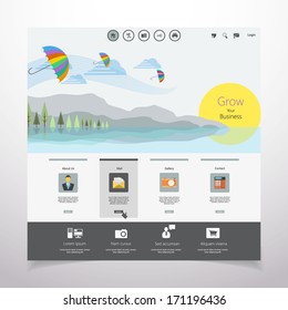Flat Web Design Template. 