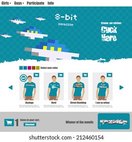 Flat Web Design, T-shirt shop ufo theme 