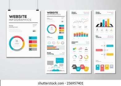 Flat web design & website infographics business vector elements. Collection of modern corporate sign, symbols and metaphors. Use for data visualization in website, brochure, flyer, magazine etc.