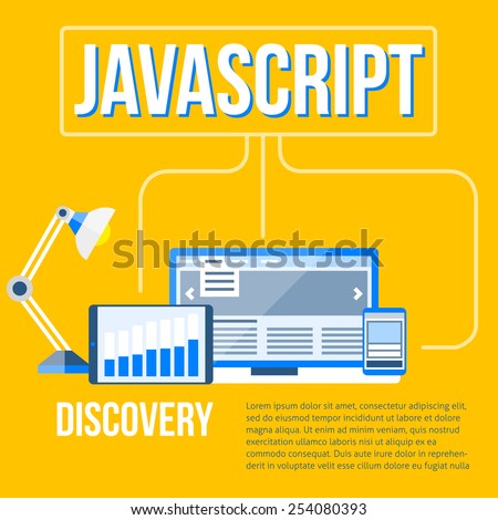 Flat web development modern design concept vector icons composition. Html, javascript (js), jQuery, css and gears. Flat web illustration infographics elements.