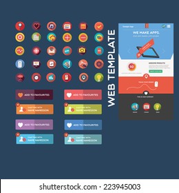 Flat web graphics + web template