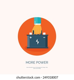 Flat web icon. Battery, accumulator.