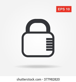 Flat web icon. Black and white. Lock