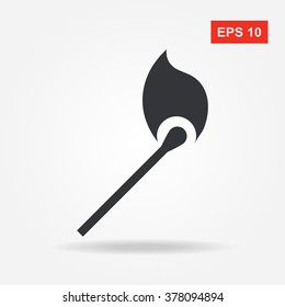 Flat web icon. Black and white. Matchstick
