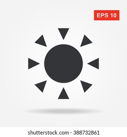 Flat web icon. Black and white. Sun