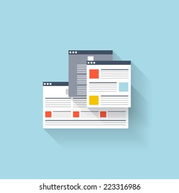 Flat web icon. Browser interface window