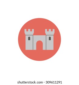 Flat web icon of castle 