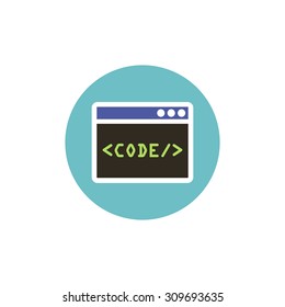 Flat web icon of code window 