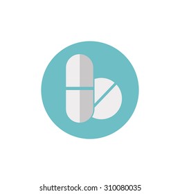 Flat web icon of drugs 