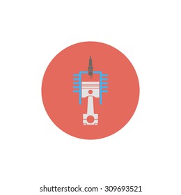 Flat web icon of engine piston and cylinder 