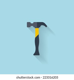 Flat web icon. Hammer