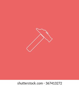 Flat web icon. Hammer illustration.
