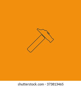 Flat web icon. Hammer illustration.