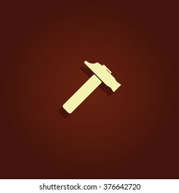 Flat web icon. Hammer illustration.