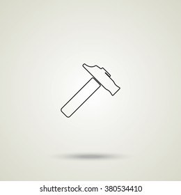 Flat web icon. Hammer illustration.