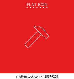 Flat web icon. Hammer illustration.