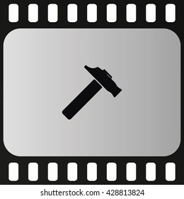 Flat web icon. Hammer illustration.