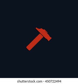 Flat web icon. Hammer illustration.