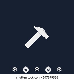 Flat web icon. Hammer illustration.