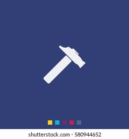 Flat web icon. Hammer illustration.