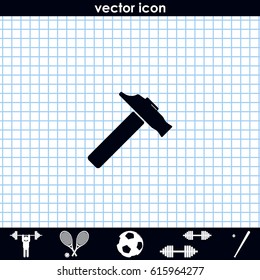 Flat web icon. Hammer illustration.